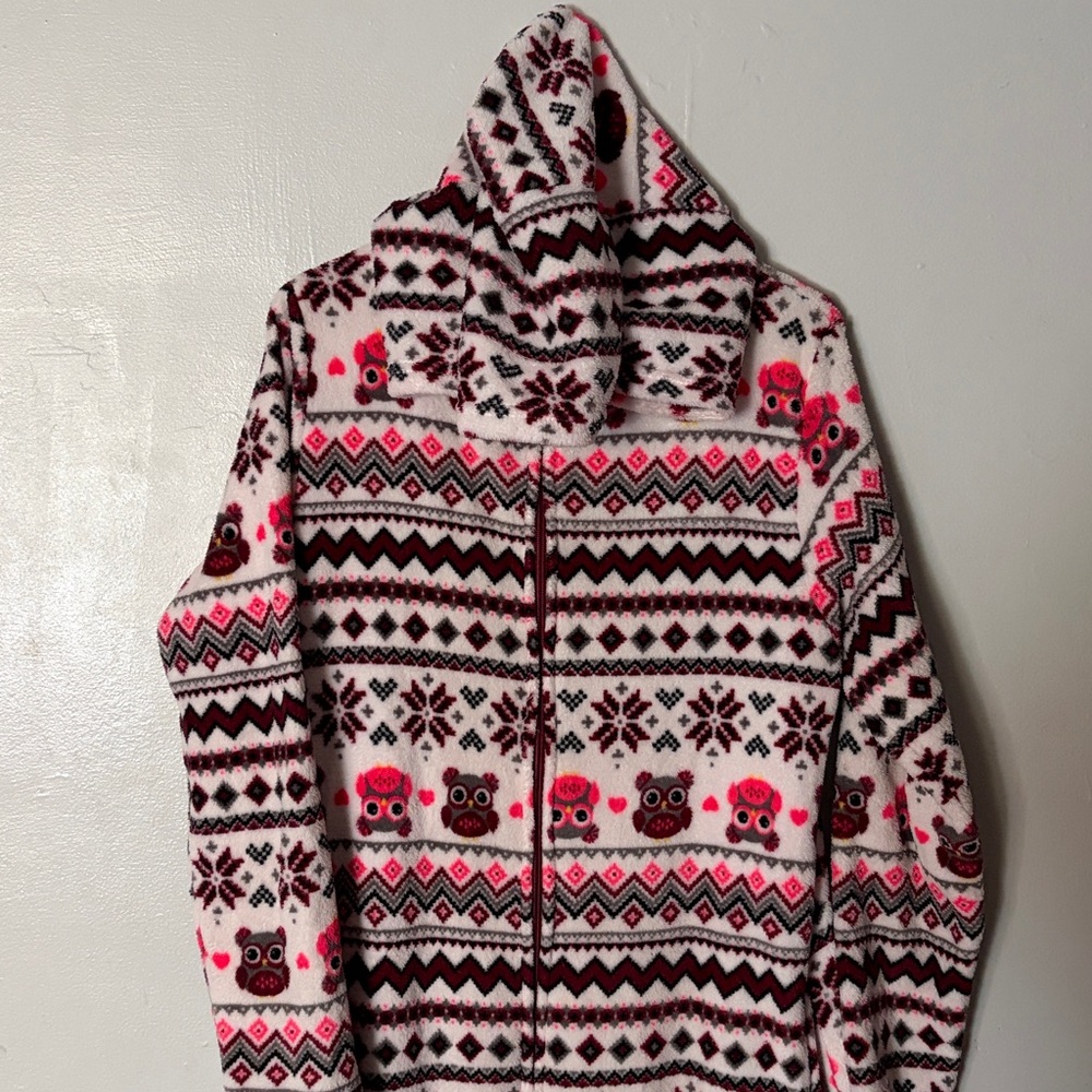 XL Cozy Owl Patterned Onesie with Pockets